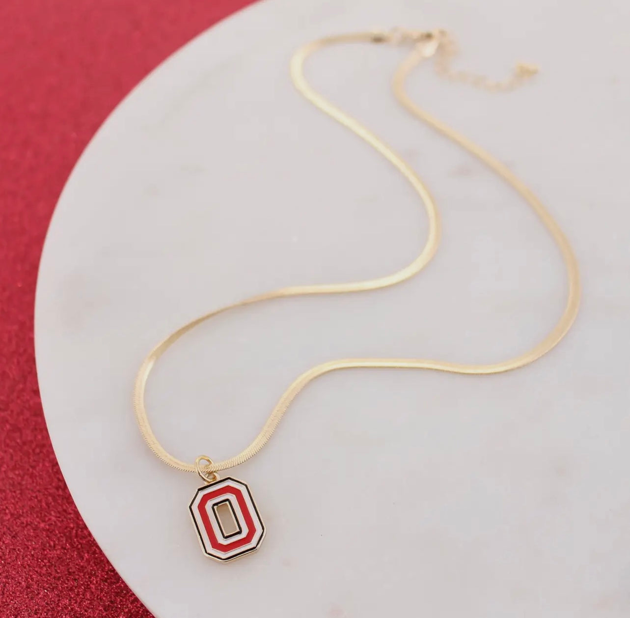 Ohio State Gold Block Ohio Necklace
