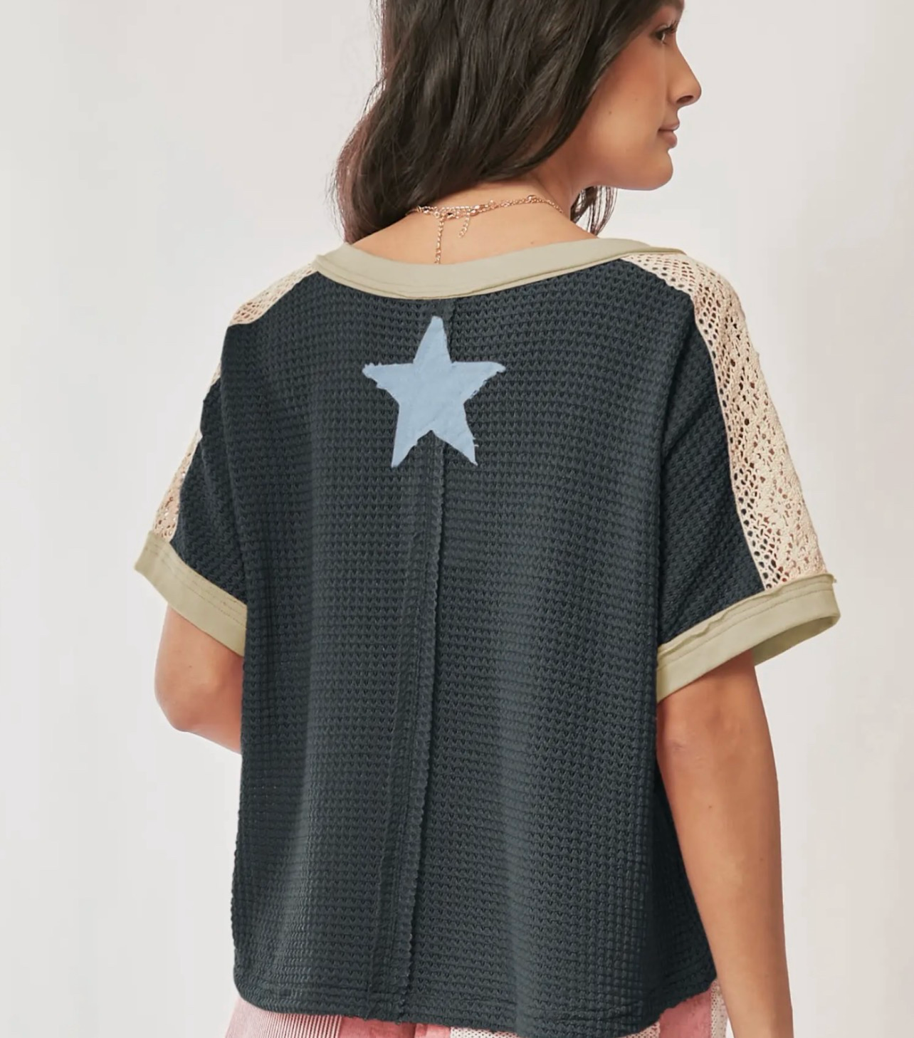 Star Patch Detail Color Blocked