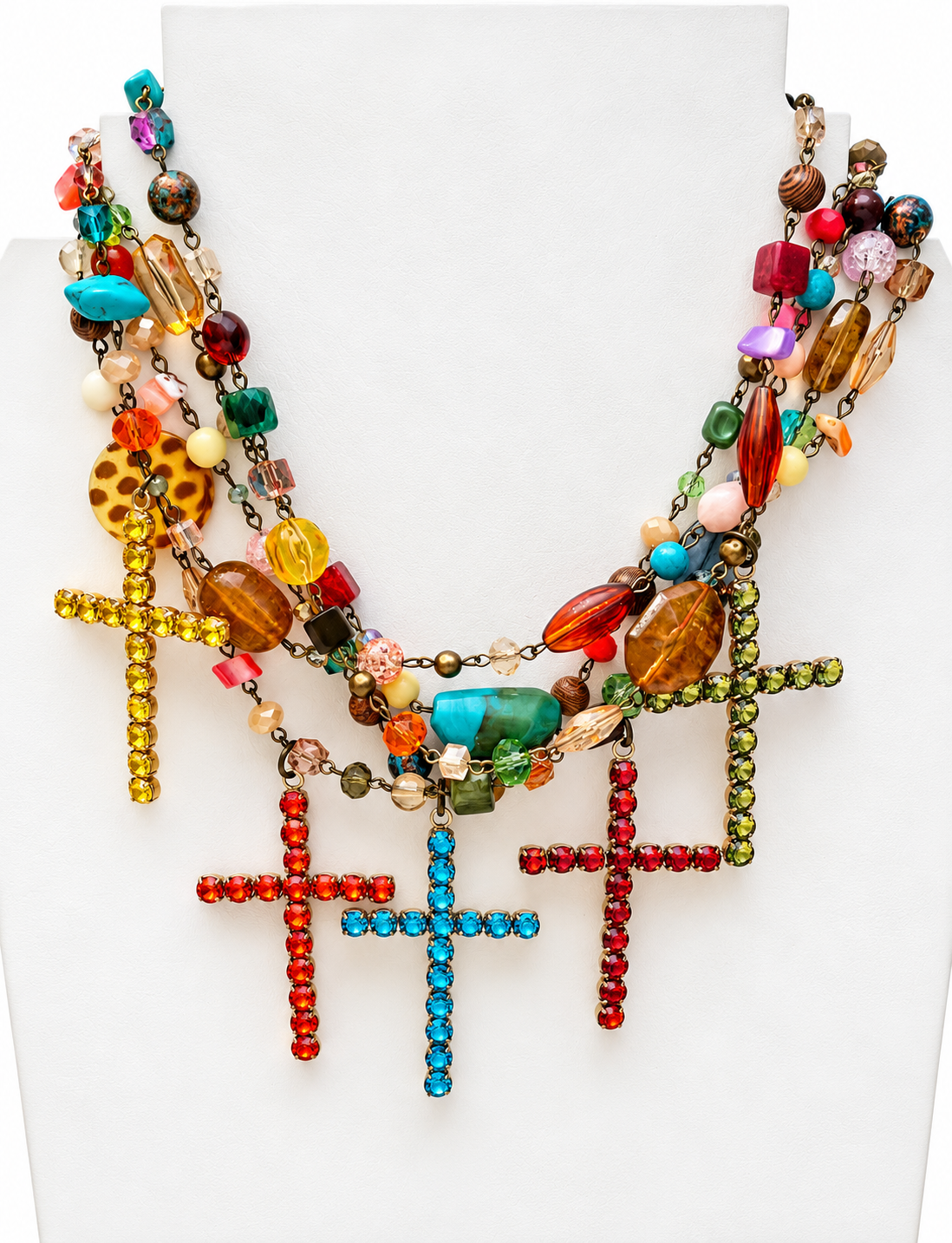 Gypsy South Handmade Multicolor Cross Necklace