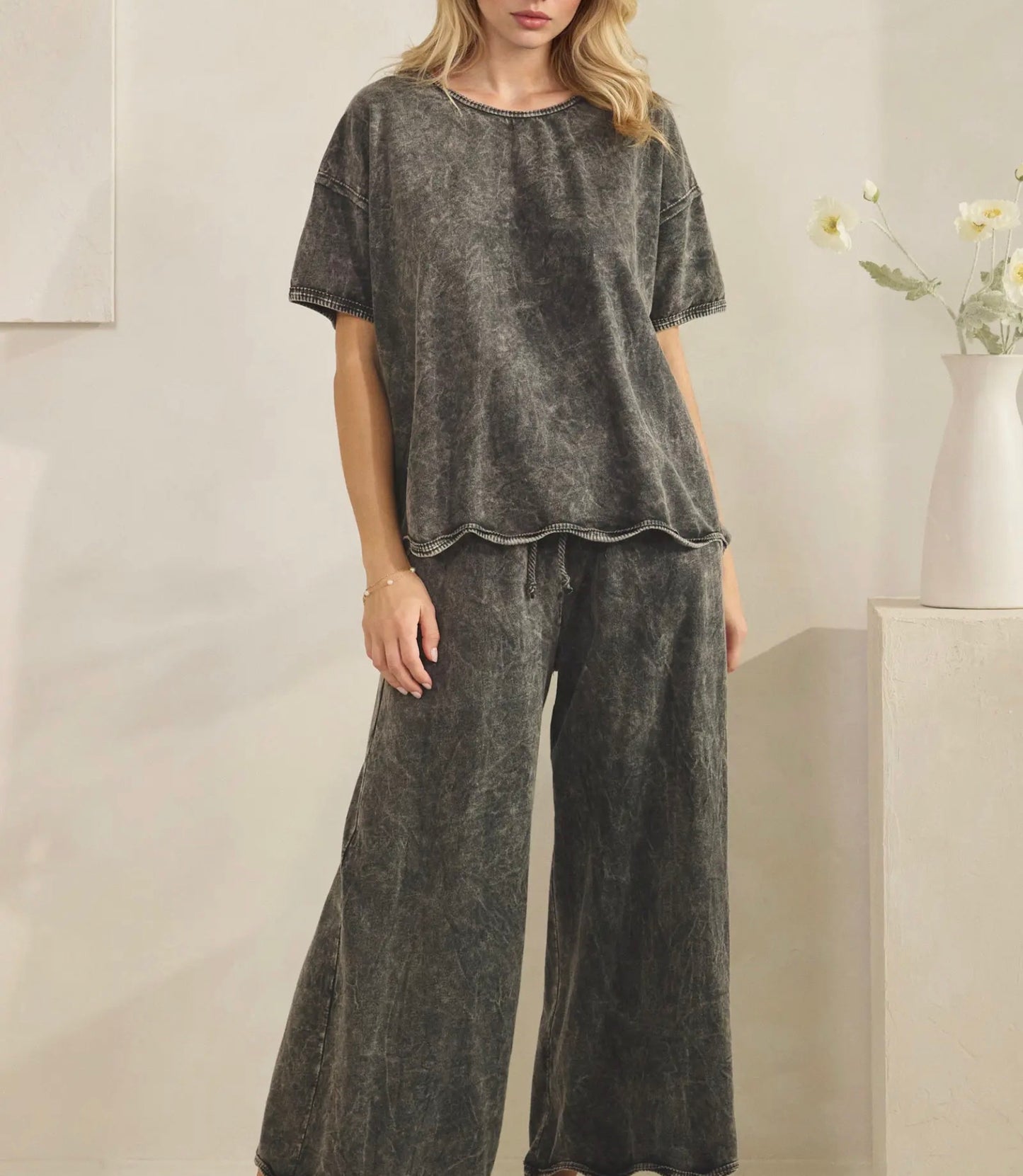 J Her Mineral Washed Wavy Ribbed Shirt