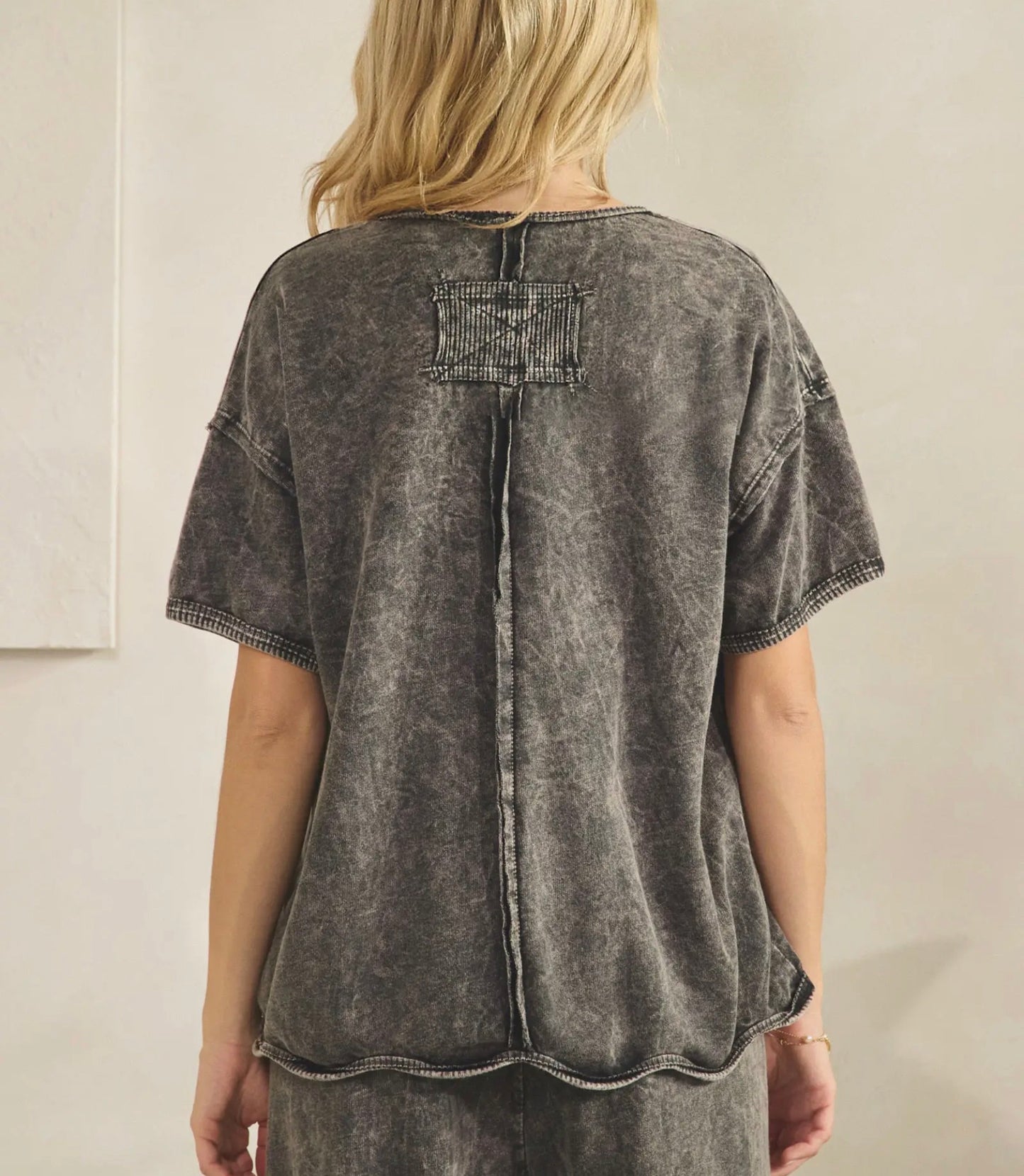J Her Mineral Washed Wavy Ribbed Shirt