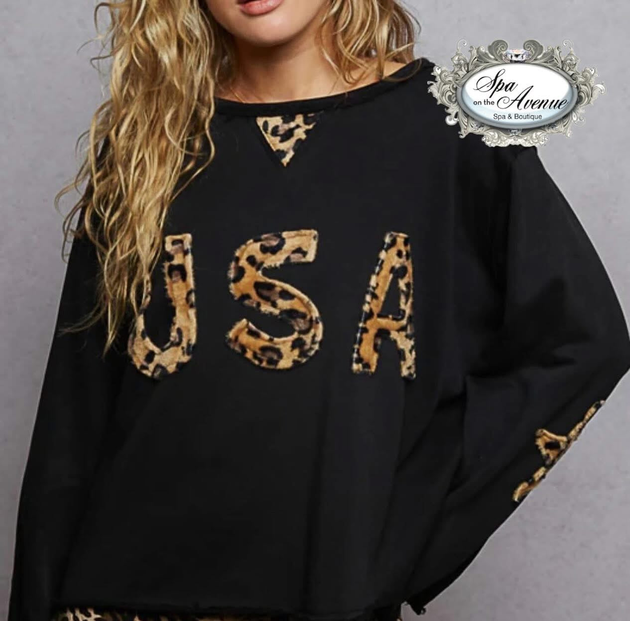 POL Leopard/ Black USA Swearshirt