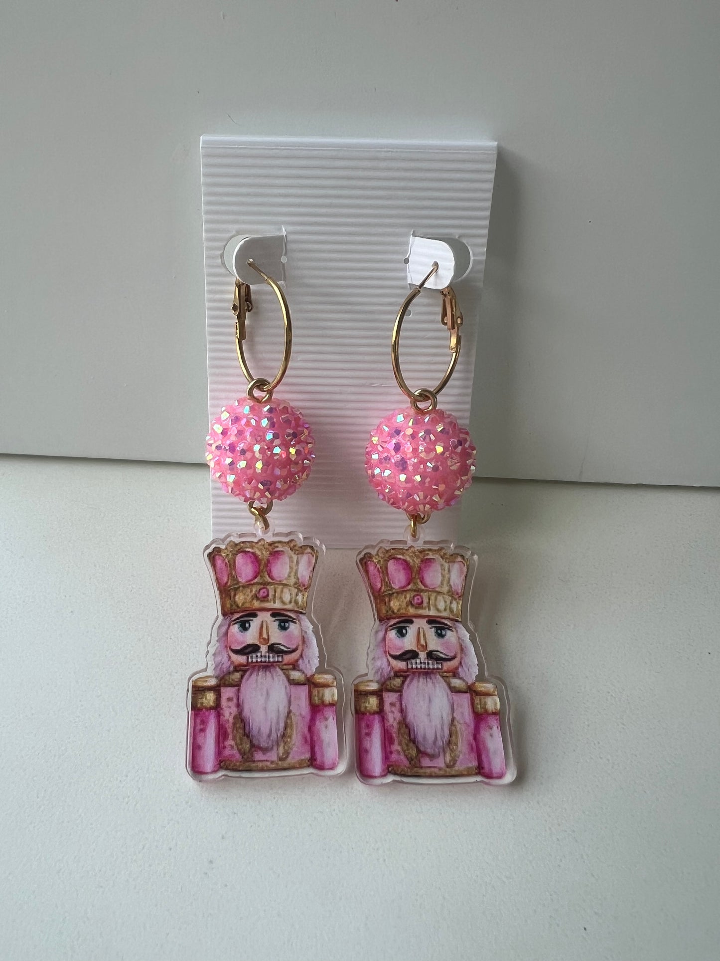 PRIM Pink Nutcracker Sparkle Hoop Earrings
