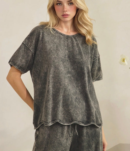 Mineral Washed Wavy Ribbed Shirt