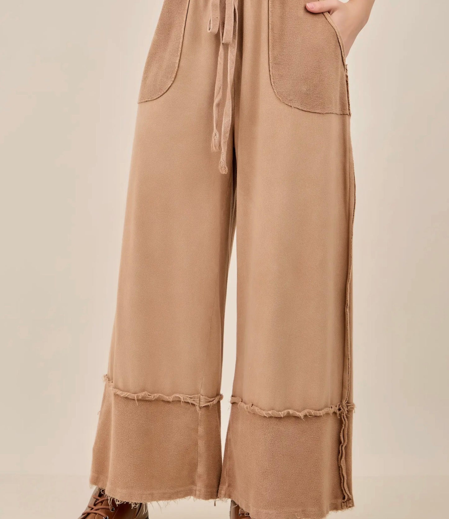 Latte Mineral Washed Terry Bottoms