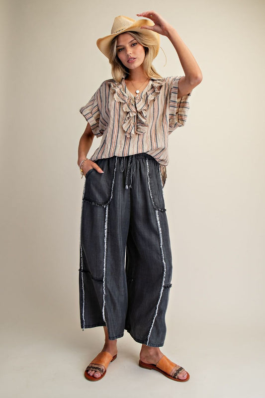 Easel Tensel Frayed Denim Bottom
