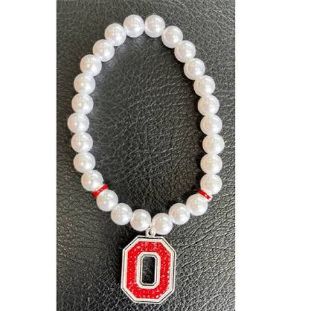 Ohio State Pearl Block O Bracelet