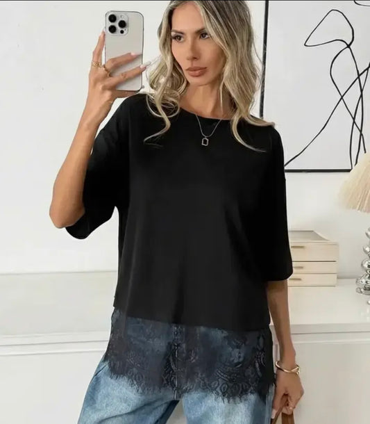 Black Lace Trim Top