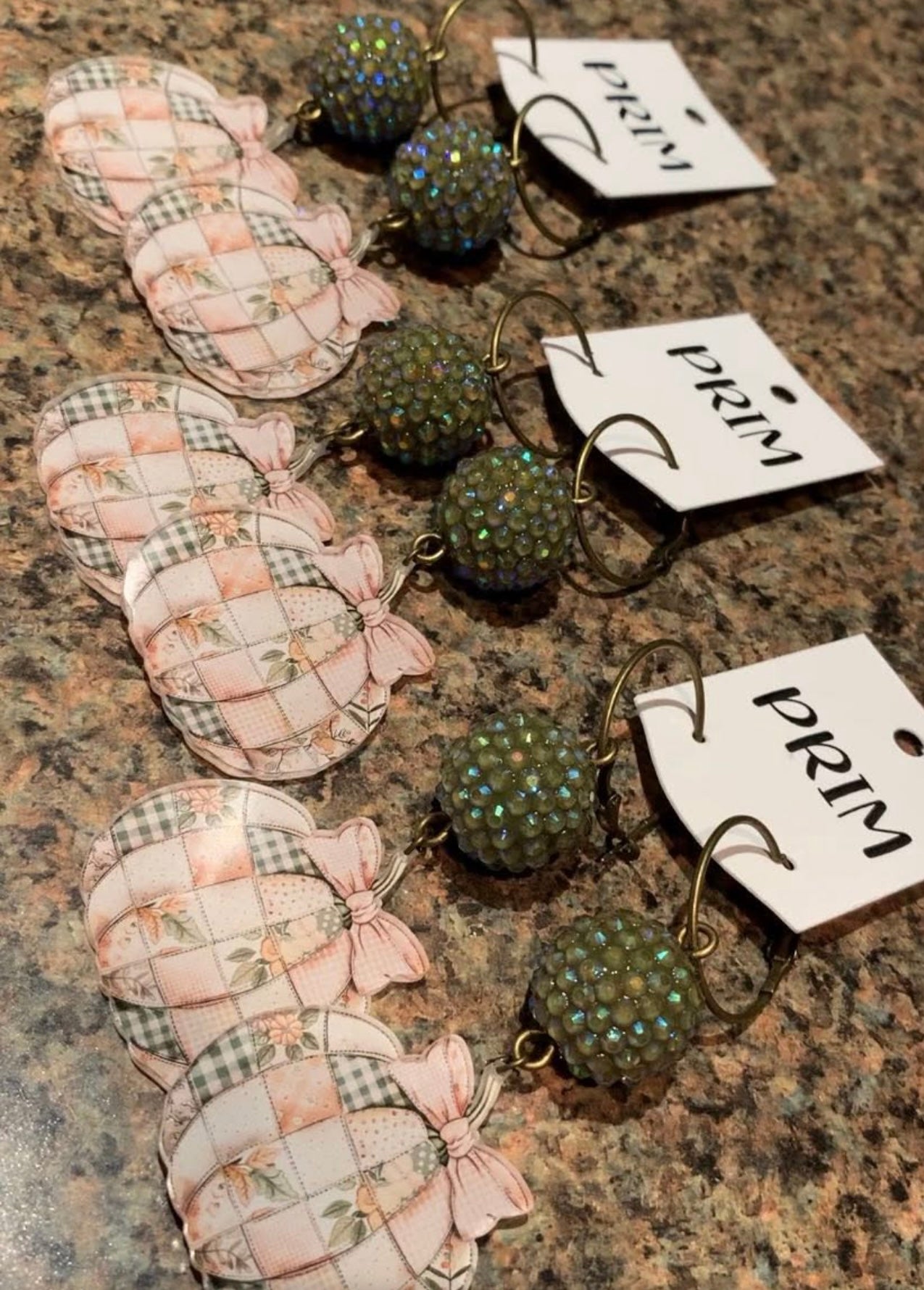 PRIM Patchwork Pumpkin & Sparkle Bead Drop Earrings