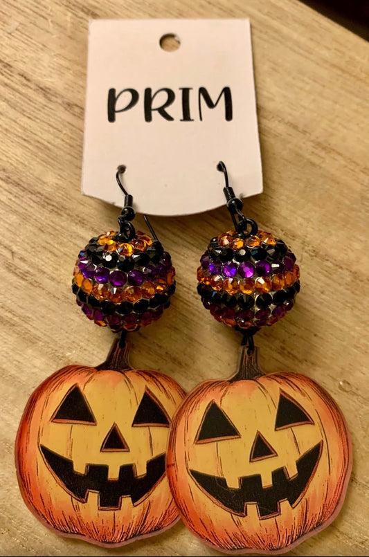 PRIM Sparkling Jack-O’-Lantern Halloween Drop Earrings