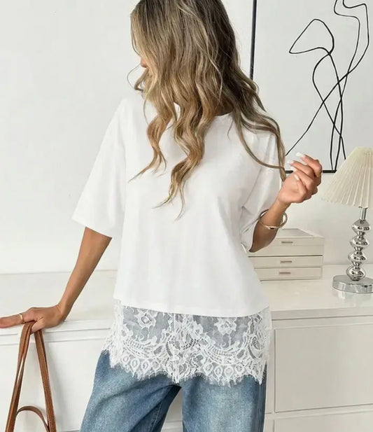White Lace Trim Top