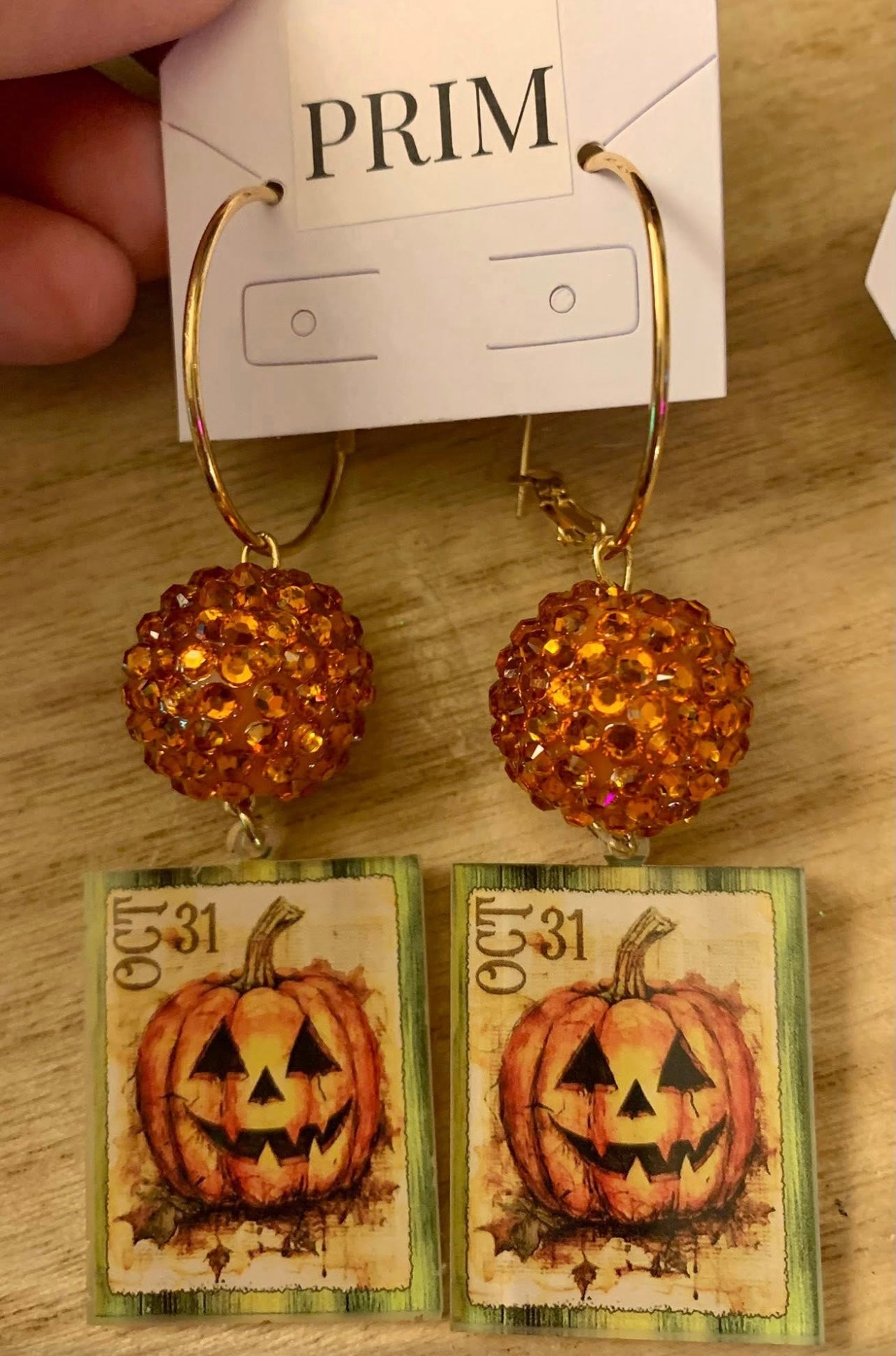 PRIM Vintage Jack-O’-Lantern Sparkle Hoop Earrings
