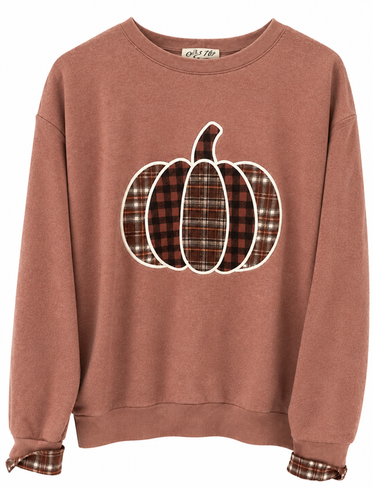 She & Sky Pumpkin Appliquéd Sweatshirt