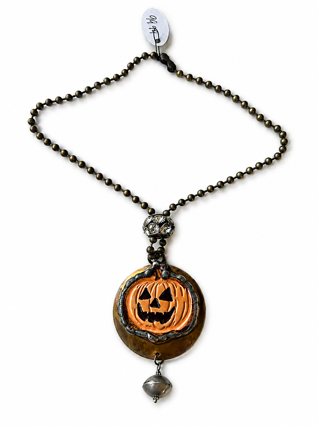 Art by Amy Handmade Brass Jack-O’-Lantern Pumpkin Necklace – Soldered Halloween Pendant
