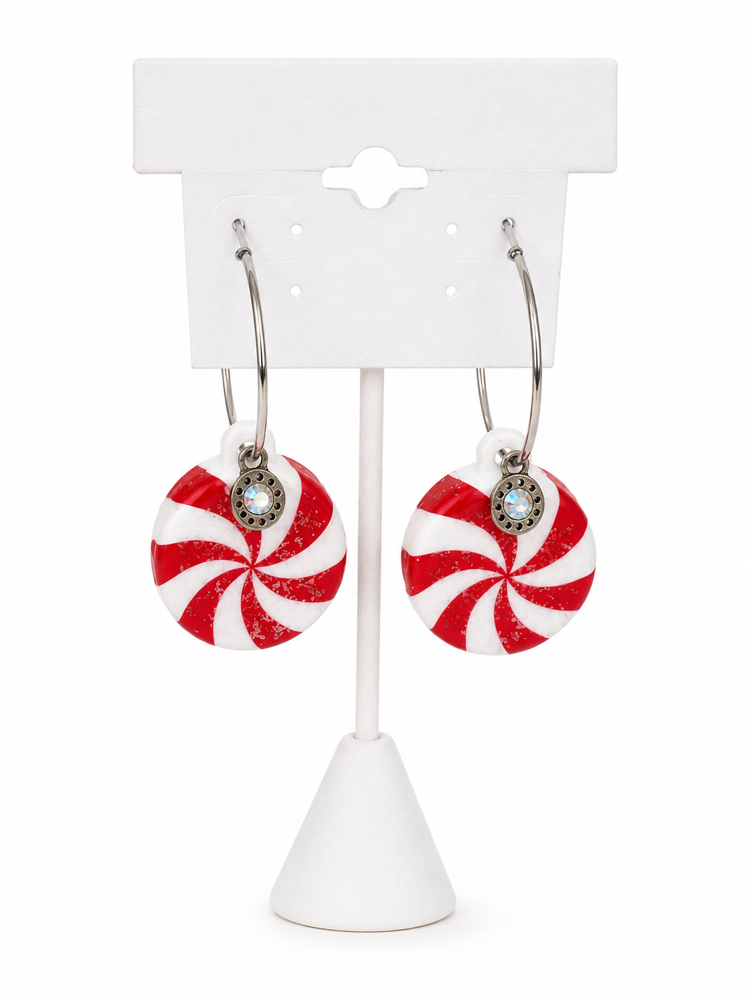 Peppermint Swirl Christmas Hoop Earrings