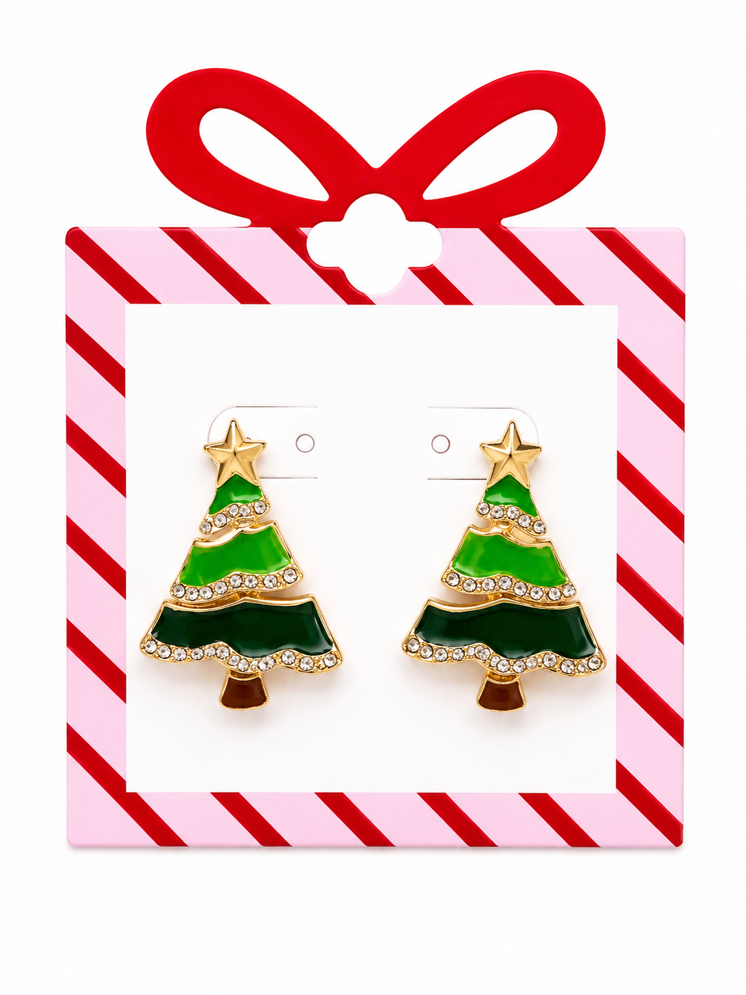Sparkling Green Christmas Tree Statement Earrings