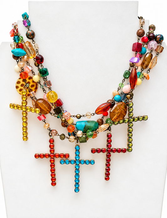Gypsy South Handmade Multicolor Cross Necklace