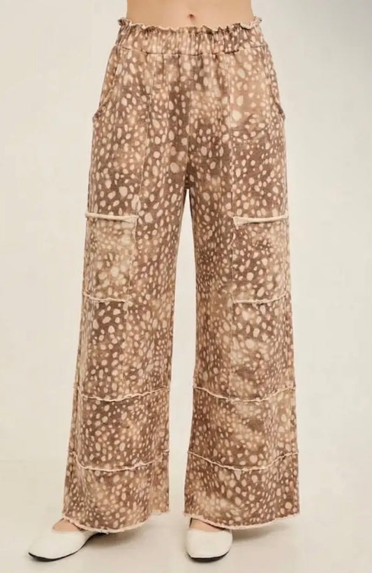J Her Deer Fawn Bambi Washed Cargo Wide Leg Pants